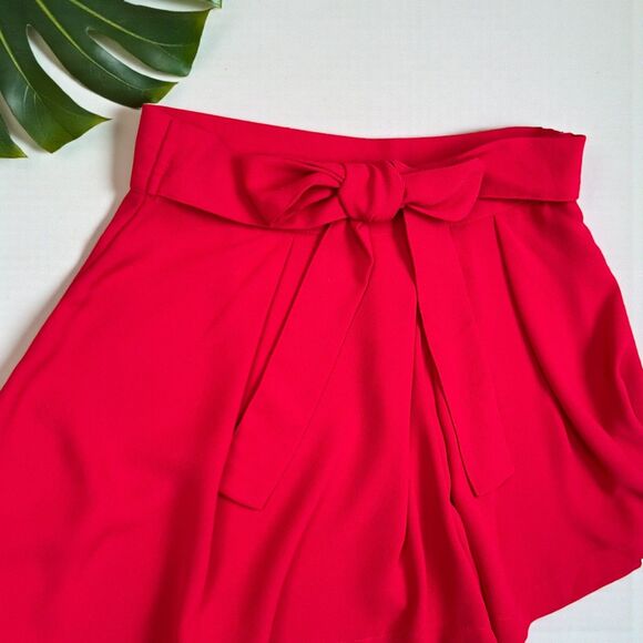 ZARA Red High-Waisted Tie-Front Skort - Picture 5 of 8